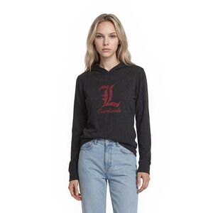Three Square Hoodie Women's Size Large Gray UL Louisville Cardinals Glitter